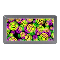 Bright Yellow Pink And Green Neon Circles Memory Card Reader (mini) by PodArtist