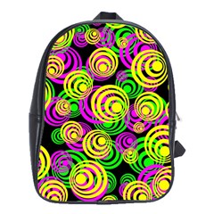 Bright Yellow Pink And Green Neon Circles School Bag (xl) by PodArtist