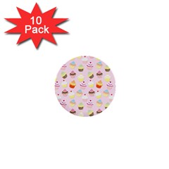 Baby Pink Valentines Cup Cakes 1  Mini Buttons (10 Pack)  by PodArtist