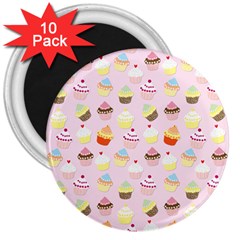 Baby Pink Valentines Cup Cakes 3  Magnets (10 Pack)  by PodArtist