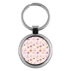 Baby Pink Valentines Cup Cakes Key Chains (round)  by PodArtist