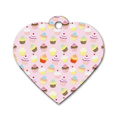 Baby Pink Valentines Cup Cakes Dog Tag Heart (two Sides) by PodArtist