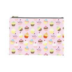 Baby Pink Valentines Cup Cakes Cosmetic Bag (large)  by PodArtist