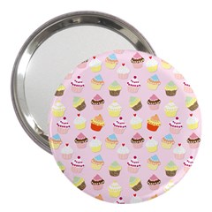 Baby Pink Valentines Cup Cakes 3  Handbag Mirrors by PodArtist