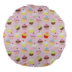 Baby Pink Valentines Cup Cakes Large 18  Premium Round Cushions by PodArtist