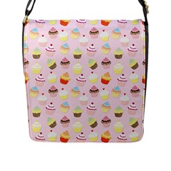 Baby Pink Valentines Cup Cakes Flap Messenger Bag (l)  by PodArtist