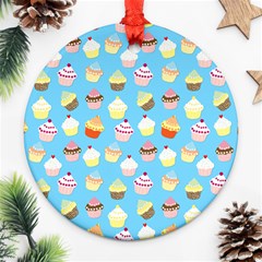 Pale Pastel Blue Cup Cakes Ornament (round) by PodArtist