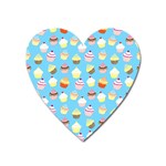 Pale Pastel Blue Cup Cakes Heart Magnet Front