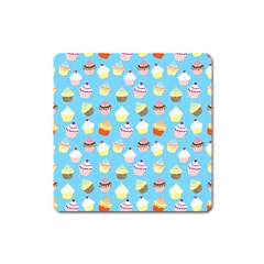 Pale Pastel Blue Cup Cakes Square Magnet by PodArtist