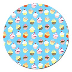 Pale Pastel Blue Cup Cakes Magnet 5  (round) by PodArtist