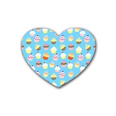 Pale Pastel Blue Cup Cakes Heart Coaster (4 Pack)  by PodArtist