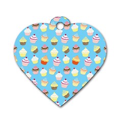 Pale Pastel Blue Cup Cakes Dog Tag Heart (Two Sides)