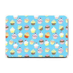 Pale Pastel Blue Cup Cakes Small Doormat  by PodArtist