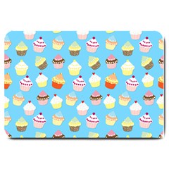 Pale Pastel Blue Cup Cakes Large Doormat  by PodArtist