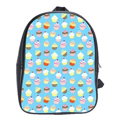 Pale Pastel Blue Cup Cakes School Bag (large) by PodArtist