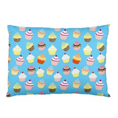 Pale Pastel Blue Cup Cakes Pillow Case (Two Sides)