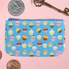 Pale Pastel Blue Cup Cakes Large Coin Purse by PodArtist