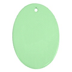    Classic Mint Green & White Herringbone Pattern Ornament (oval) by PodArtist