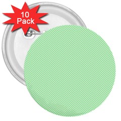    Classic Mint Green & White Herringbone Pattern 3  Buttons (10 Pack)  by PodArtist