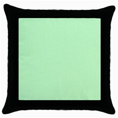    Classic Mint Green & White Herringbone Pattern Throw Pillow Case (black) by PodArtist