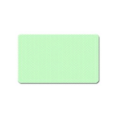    Classic Mint Green & White Herringbone Pattern Magnet (name Card) by PodArtist