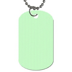    Classic Mint Green & White Herringbone Pattern Dog Tag (two Sides) by PodArtist