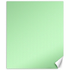    Classic Mint Green & White Herringbone Pattern Canvas 8  X 10  by PodArtist