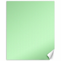    Classic Mint Green & White Herringbone Pattern Canvas 16  X 20   by PodArtist