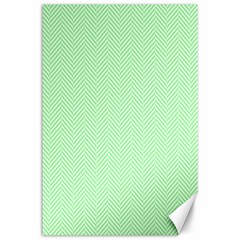    Classic Mint Green & White Herringbone Pattern Canvas 24  X 36  by PodArtist