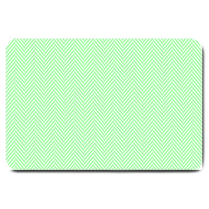    Classic Mint Green & White Herringbone Pattern Large Doormat 