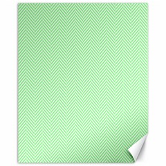    Classic Mint Green & White Herringbone Pattern Canvas 11  X 14   by PodArtist