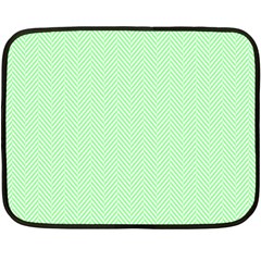    Classic Mint Green & White Herringbone Pattern Fleece Blanket (mini) by PodArtist