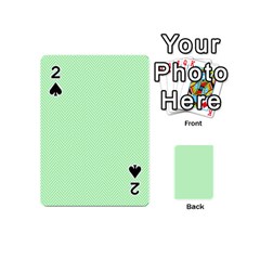    Classic Mint Green & White Herringbone Pattern Playing Cards 54 (mini)  by PodArtist