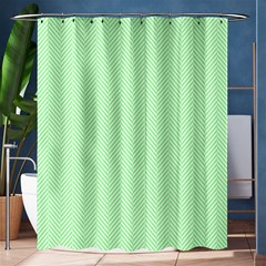    Classic Mint Green & White Herringbone Pattern Shower Curtain 60  X 72  (medium)  by PodArtist