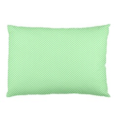    Classic Mint Green & White Herringbone Pattern Pillow Case (two Sides) by PodArtist