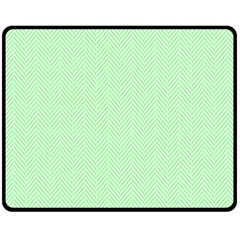    Classic Mint Green & White Herringbone Pattern Double Sided Fleece Blanket (medium)  by PodArtist