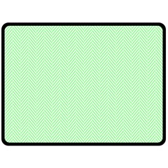    Classic Mint Green & White Herringbone Pattern Double Sided Fleece Blanket (large)  by PodArtist