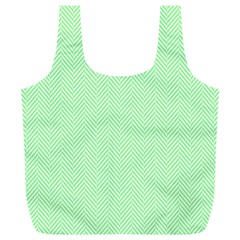    Classic Mint Green & White Herringbone Pattern Full Print Recycle Bags (l)  by PodArtist