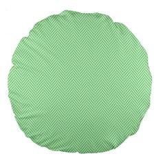    Classic Mint Green & White Herringbone Pattern Large 18  Premium Flano Round Cushions by PodArtist