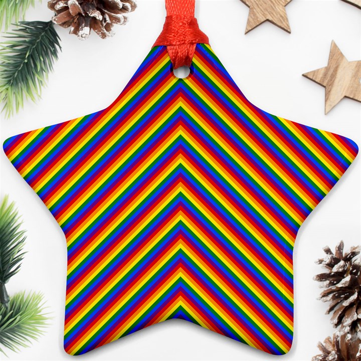 Gay Pride Flag Rainbow Chevron Stripe Ornament (Star)