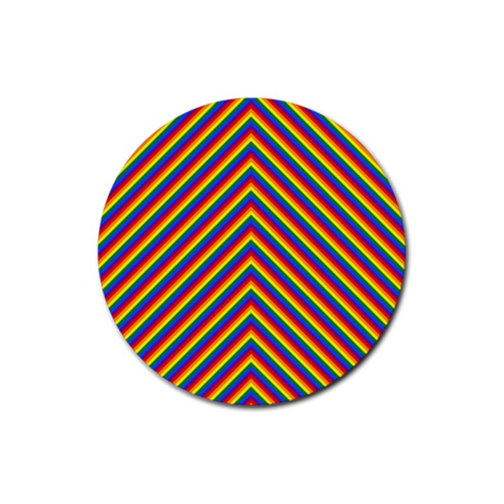 Gay Pride Flag Rainbow Chevron Stripe Rubber Round Coaster (4 pack) 