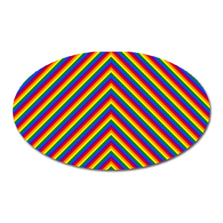 Gay Pride Flag Rainbow Chevron Stripe Oval Magnet