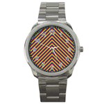 Gay Pride Flag Rainbow Chevron Stripe Sport Metal Watch Front