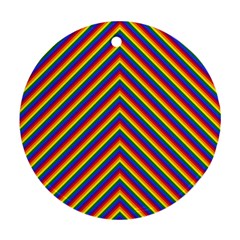 Gay Pride Flag Rainbow Chevron Stripe Round Ornament (two Sides) by PodArtist