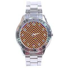 Gay Pride Flag Rainbow Chevron Stripe Stainless Steel Analogue Watch