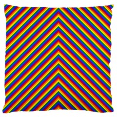 Gay Pride Flag Rainbow Chevron Stripe Large Cushion Case (one Side) by PodArtist