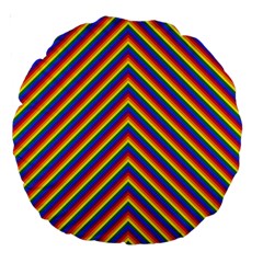 Gay Pride Flag Rainbow Chevron Stripe Large 18  Premium Round Cushions