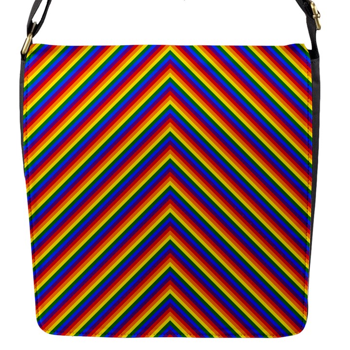 Gay Pride Flag Rainbow Chevron Stripe Flap Messenger Bag (S)