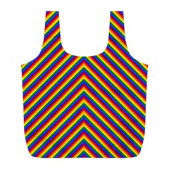 Gay Pride Flag Rainbow Chevron Stripe Full Print Recycle Bags (L) 