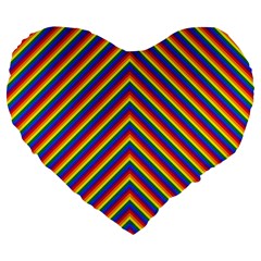 Gay Pride Flag Rainbow Chevron Stripe Large 19  Premium Flano Heart Shape Cushions